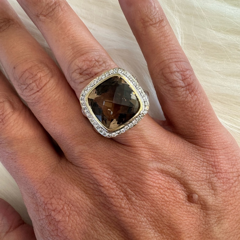 David Yurman Smoky Quartz & Diamond Sterling Ring - Size 7 - Picture 14 of 16